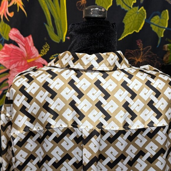 JONES NEW YORK Signature Button-Down Pointed Collar Blouse, Geometric Multi, L - Picture 11 of 16